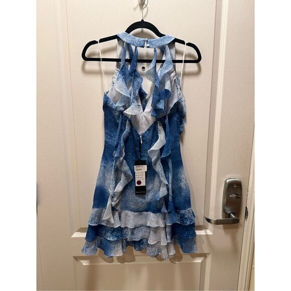 ELLIATT QUILLA MINI DRESS - BLUE Wedding Cocktail Party Date Dress size S NWT - Picture 4 of 5